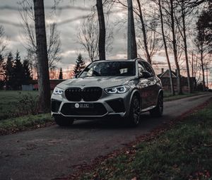 Превью обои bmw x5, bmw, автомобиль, серый, внедорожник