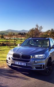 Превью обои bmw x5, bmw, автомобиль, серый, пейзаж