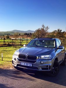 Превью обои bmw x5, bmw, автомобиль, серый, пейзаж