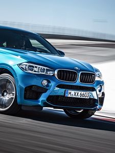 Превью обои bmw x6, bmw, синий, скорость, вид сбоку