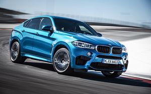 Превью обои bmw x6, bmw, синий, скорость, вид сбоку