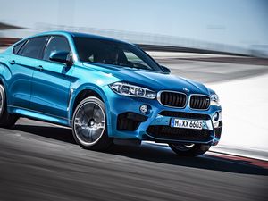 Превью обои bmw x6, bmw, синий, скорость, вид сбоку