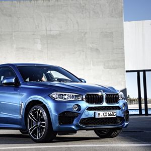 Превью обои bmw, x6, m, 2015, синий, вид сбоку