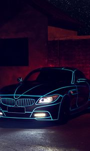 Превью обои bmw, z4, вид спереди, ночь