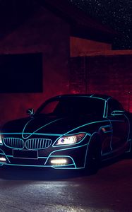 Превью обои bmw, z4, вид спереди, ночь