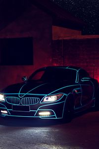 Превью обои bmw, z4, вид спереди, ночь