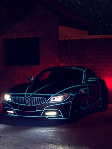 Превью обои bmw, z4, вид спереди, ночь