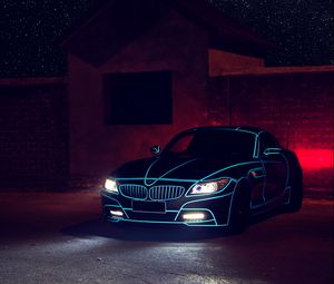 Превью обои bmw, z4, вид спереди, ночь