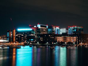 Превью обои бостон, сша, здания, огни города, ночь