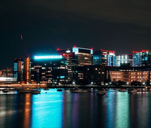 Превью обои бостон, сша, здания, огни города, ночь