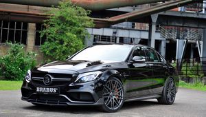 Превью обои brabus, mercedes, amg, черный, вид сбоку