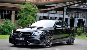 Превью обои brabus, mercedes, amg, черный, вид сбоку