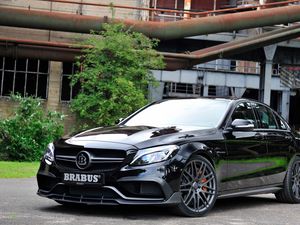 Превью обои brabus, mercedes, amg, черный, вид сбоку