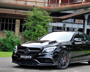 Превью обои brabus, mercedes, amg, черный, вид сбоку