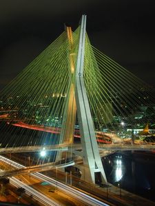 Превью обои бразилия, мост, строение, ночь, здания