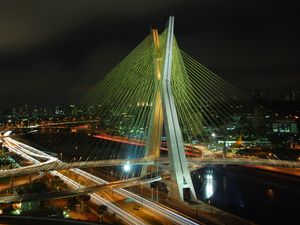 Превью обои бразилия, мост, строение, ночь, здания