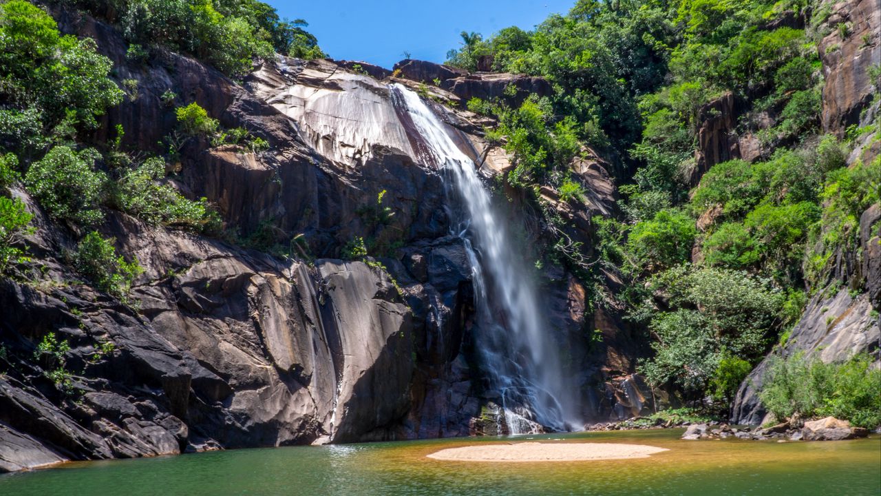 Обои бразилия, сан паулу, водопад, обрыв