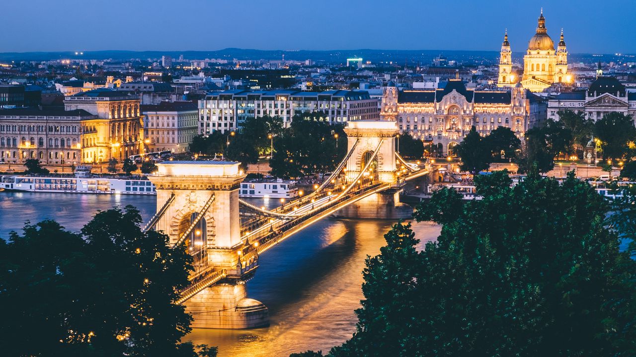 Обои будапешт, венгрия, мост, ночной город