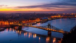 Превью обои будапешт, венгрия, ночной город, мост
