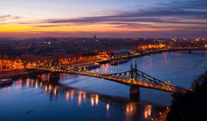 Превью обои будапешт, венгрия, ночной город, мост