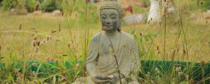 Превью обои будда, буддизм, медитация, трава
