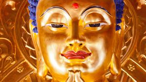 Превью обои будда, статуя, золото, буддизм