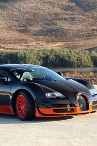 Превью обои bugatti veyron orange, bugatti veyron, bugatti veyron 16 4 supersport