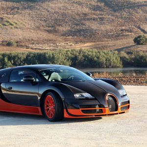 Превью обои bugatti veyron orange, bugatti veyron, bugatti veyron 16 4 supersport