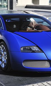Превью обои bugatti, veyron, синий, вид спереди, supercar