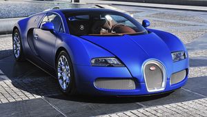 Превью обои bugatti, veyron, синий, вид спереди, supercar