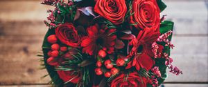 Превью обои букет, цветы, розы, красный, композиция