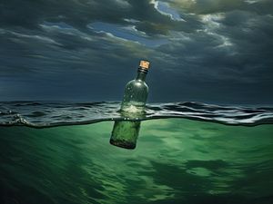 Превью обои бутылка, море, волны, вода, прозрачный