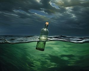 Превью обои бутылка, море, волны, вода, прозрачный