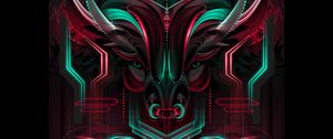 Превью обои бык, неон, схема, арт
