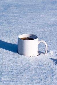Превью обои чай, кружка, снег, зима