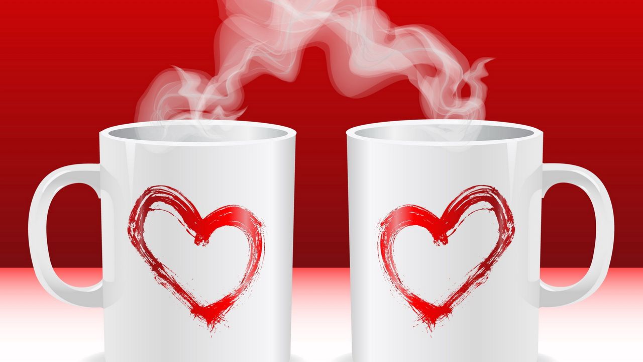 Обои чашка, горячий, сердце, любовь