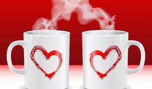 Превью обои чашка, горячий, сердце, любовь