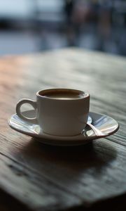 Превью обои чашка, кофе, деревянный, поверхность
