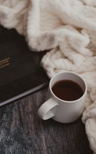 Превью обои чашка, кофе, книга, плед, уют