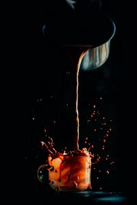 Превью обои чашка, кофе, напиток, брызги, темный