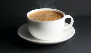 Превью обои чашка, кофе, напиток, пенка, пар