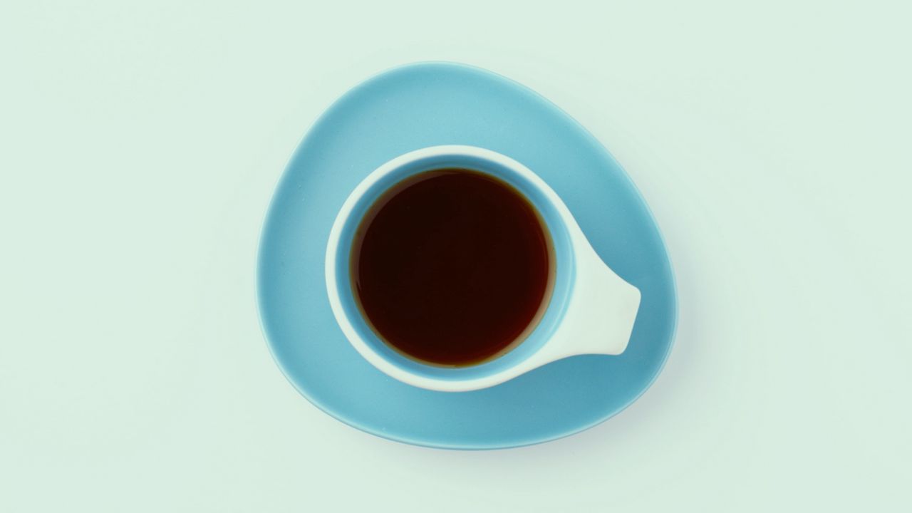 Обои чашка, минимализм, чай, напиток, голубой