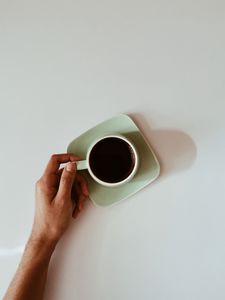 Превью обои чашка, рука, кофе, напиток