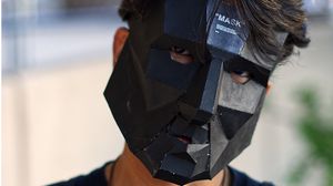 Превью обои человек, 3d маска, маска, черный