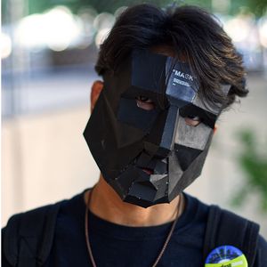 Превью обои человек, 3d маска, маска, черный