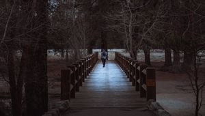 Превью обои человек, парк, прогулка, деревья