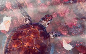 Превью обои черепахи, черепаха, морская черепах, подводный мир, дикая природа