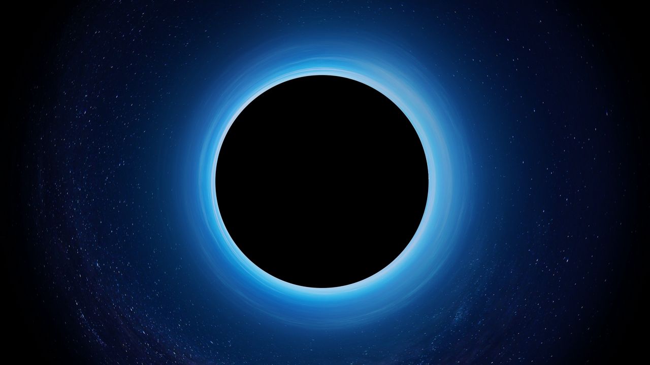 Обои черная дыра, затмение, звезды, сингулярность, планета, пространство