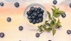 Превью обои черника, ягода, ветки, листья