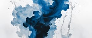 Превью обои чернила, краска, отражение, синий, арт
